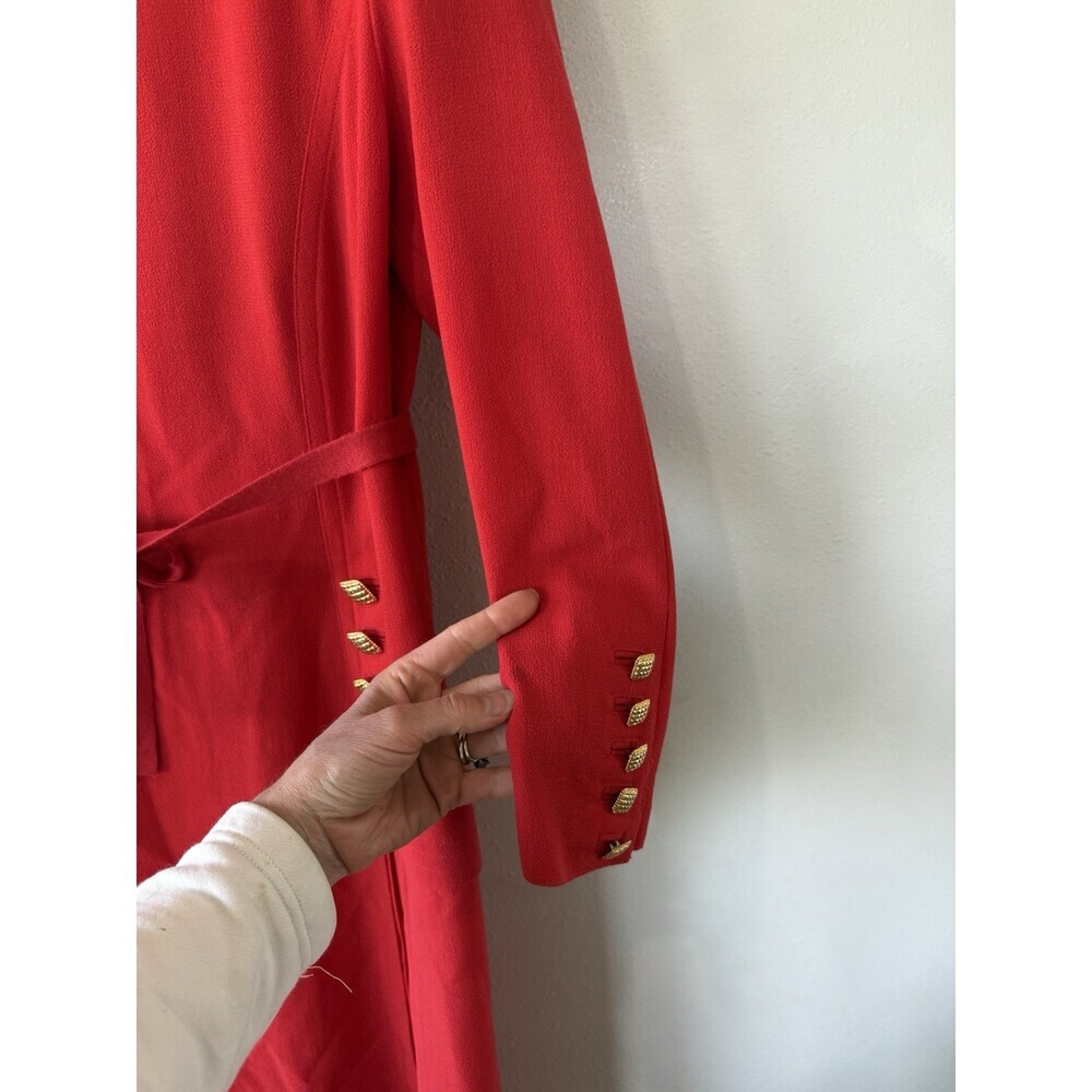 VTG Louis Feraud Women’s Long sleeve Red Wool Midi Dress 12 Vintage - Picture 4 of 9